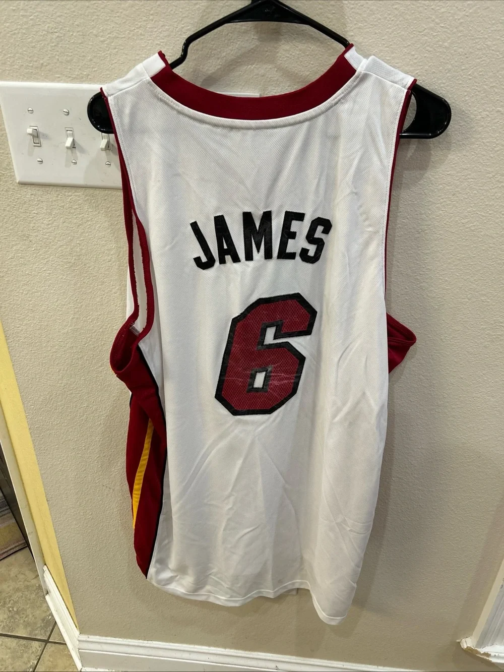 LeBron James adidas White/Red Miami Heat #6 Basketball Jersey
